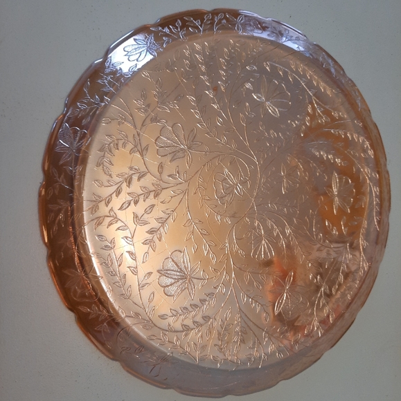 Vintage Jeannette Glass Iridescent Floragold Louisa 13.5" Serving Tray Platter - Picture 11 of 15